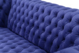 Pasargad Home Vicenza Collection Velvet Tufted Sofa, Blue