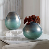 Uttermost Rian Aqua Bronze Vases, S/2