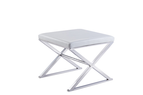 Pasargad Luxe Collection Faux Leather Bench, White