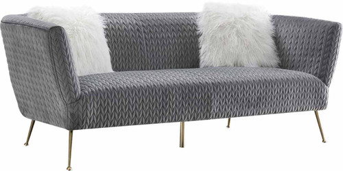 Pasargad Home Noho Collection Lafayette Gray Velvet Sofa