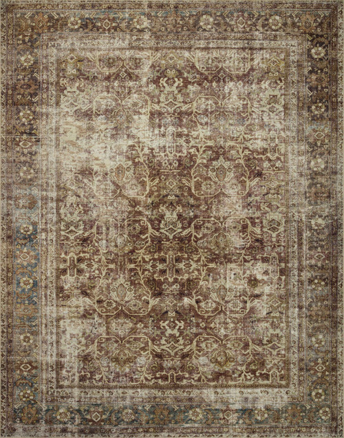 Magnolia Home Sinclair SIN-01 Rust/Lagoon Washable Rug by Joanna Gaines