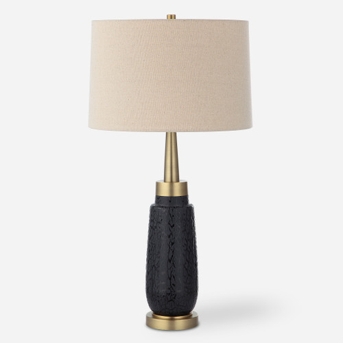 Uttermost Spyglass Black Wood Grain Table Lamp