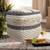 Pasargad Home Grandcanyon Cotton Pouf (Ivory/Black)