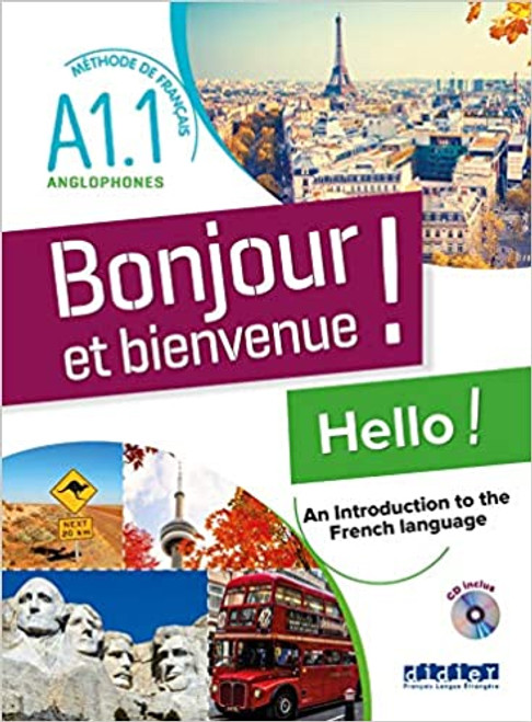 French textbook Bonjour et  bienvenue anglophones A1.1 Livre + CD