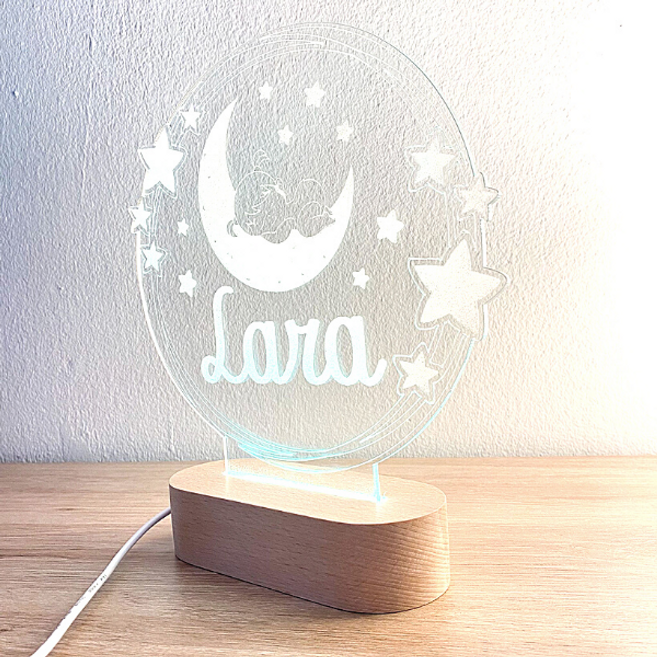 Lámpara Bebé Personalizada Luna. Lámpara Personalizada ⭐️ Curioshop