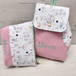 Mochila Infantil Personalizada - modelo Ratucos rosa