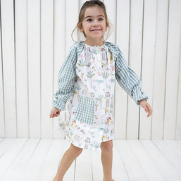 Bata botones Jungla y Vichy menta