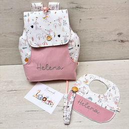 Pack Bebé Mochila, Babero y Chupetero Personalizado – Elige Estampado