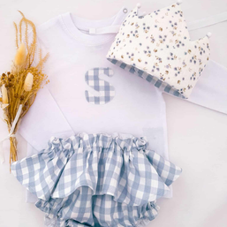 Conjunto Tres piezas Flor Azul