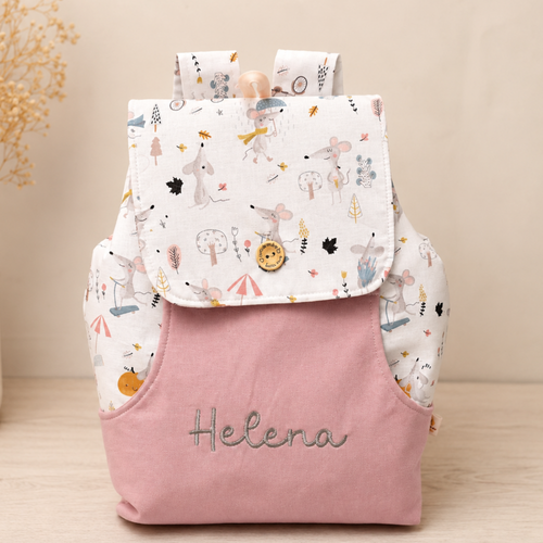 Mochila Infantil Personalizada - modelo Ratucos rosa