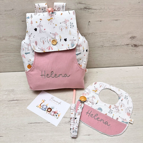 Pack Bebé Mochila, Babero y Chupetero Personalizado – Elige Estampado