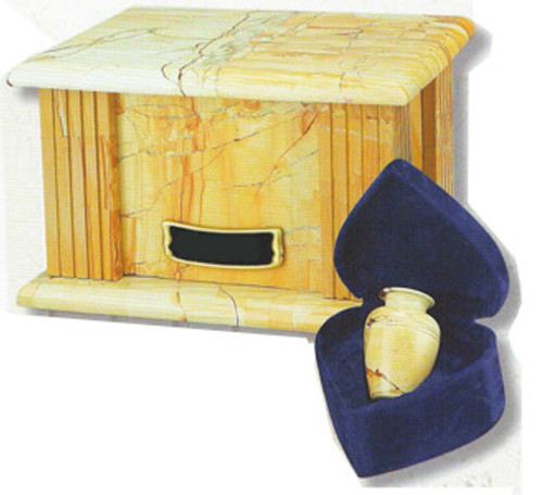 Marble Box Urn Teakwood Grain