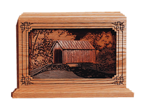 Dimensional Covered Bridge Wood Urn