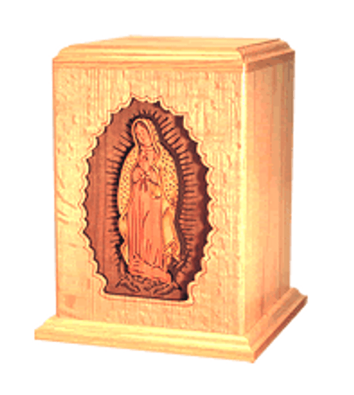 Dimensional Lady of Guadalupe Wood Urn