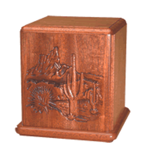 Mahogany Desert Themed Wood Urn