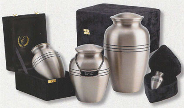 Brass Classic Brushed Pewter Finish Urn