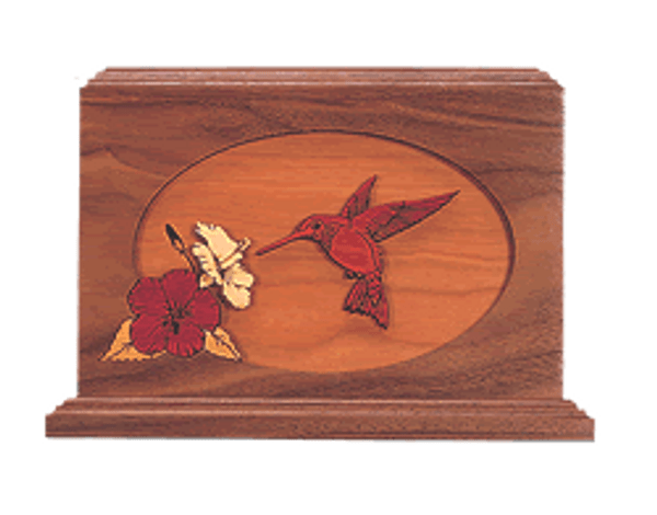 Dimensional Hummingbird Wood Urn