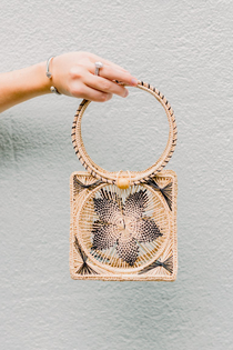 Black & Natural Hibiscus Mini Bag Black & Natural Hibiscus Mini Bag