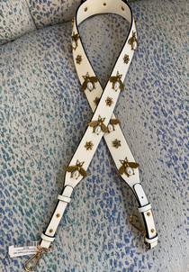 Embellished Leather Band - White Bee Embellished Leather Band - White Bee
