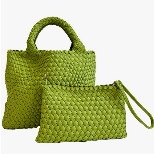 Lily Woven Tote, Chartreuse