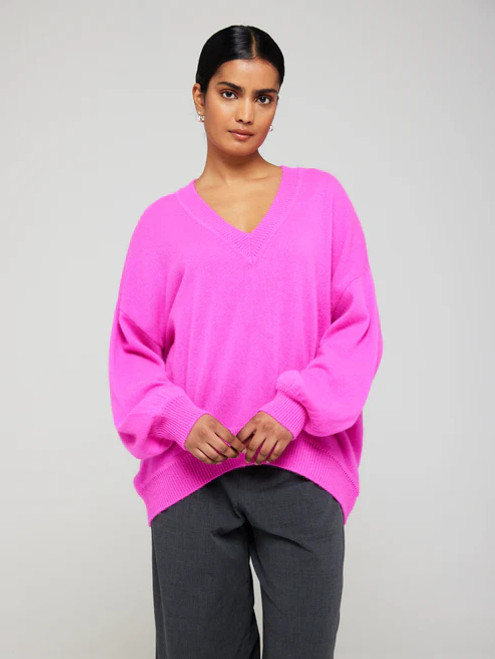 Verity V Neck Sweater, Sassy Pink