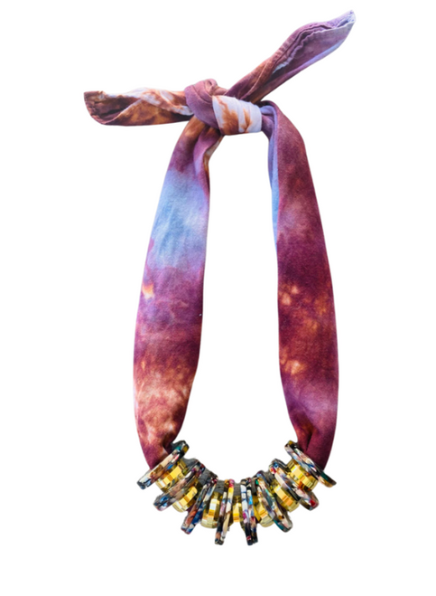 Scarf Bead Necklace - Purple Scarf Bead Necklace - Purple