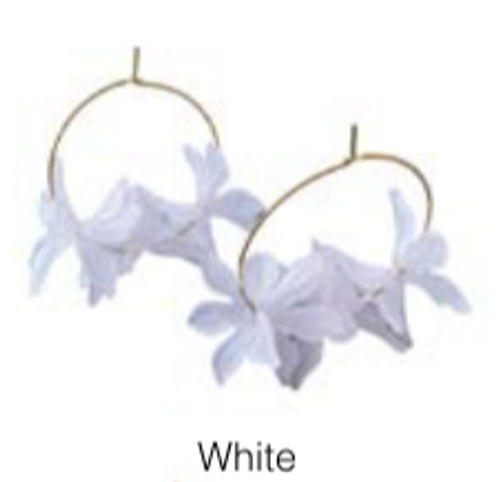 Floral Hoop Earring - White Floral Hoop Earring - White
