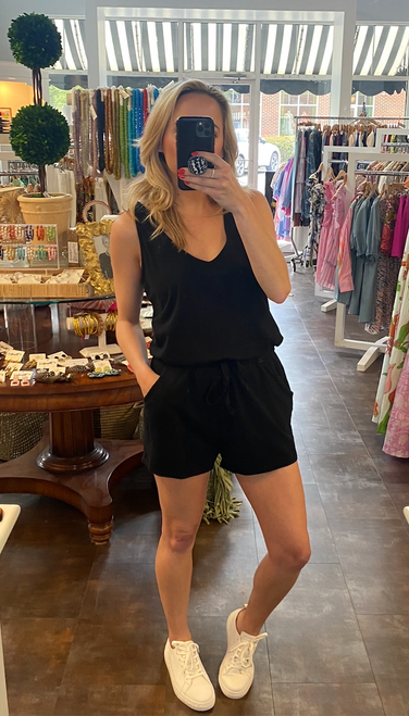 Black V-neck Romper Black V-neck Romper