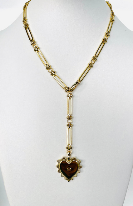 N438 Elongated Lariat/Gold Heart N438 Elongated Lariat/Gold Heart
