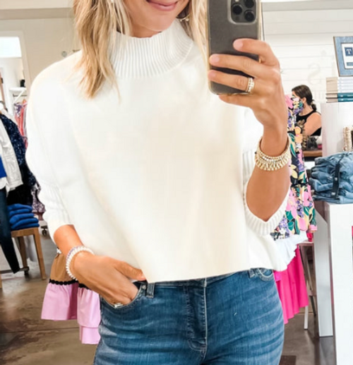Aja Sweater, White Aja Sweater, White