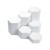  Large 6-Pc Faux Leather Hexagon Riser Set White