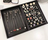 Black Leather Jewellery Display Tray Necklace Ring Combo