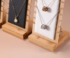 Upright Wood Multi-Chain Necklace Stand Leather White