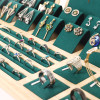 Wood Jewelry Display Showcase Set Dark Green 
