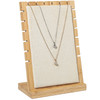 Wide Upright Wood Multi-Chain Necklace Stand Beige Velvet