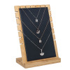 Wide Upright Wood Multi-Chain Necklace Stand Black Leather