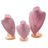 Set of 3 Neck Form Bust Necklace Jewelry Display Bust Pink Velvet