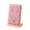Wide Upright Wood Multi-Chain Necklace Stand Pink