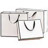 50 Gift Shopping Paper Tote Bag White With Black Trim (Multiple Sizes)