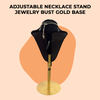 Adjustable Necklace Stand Jewelry Bust Gold Base  11"-14"