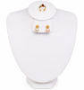 Padded Necklace Earring Ring Set Combination Display 8"H White Leather