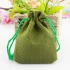 100 Burlap Drawstring Bag Gift Pouch 5" x 7" Olive Green