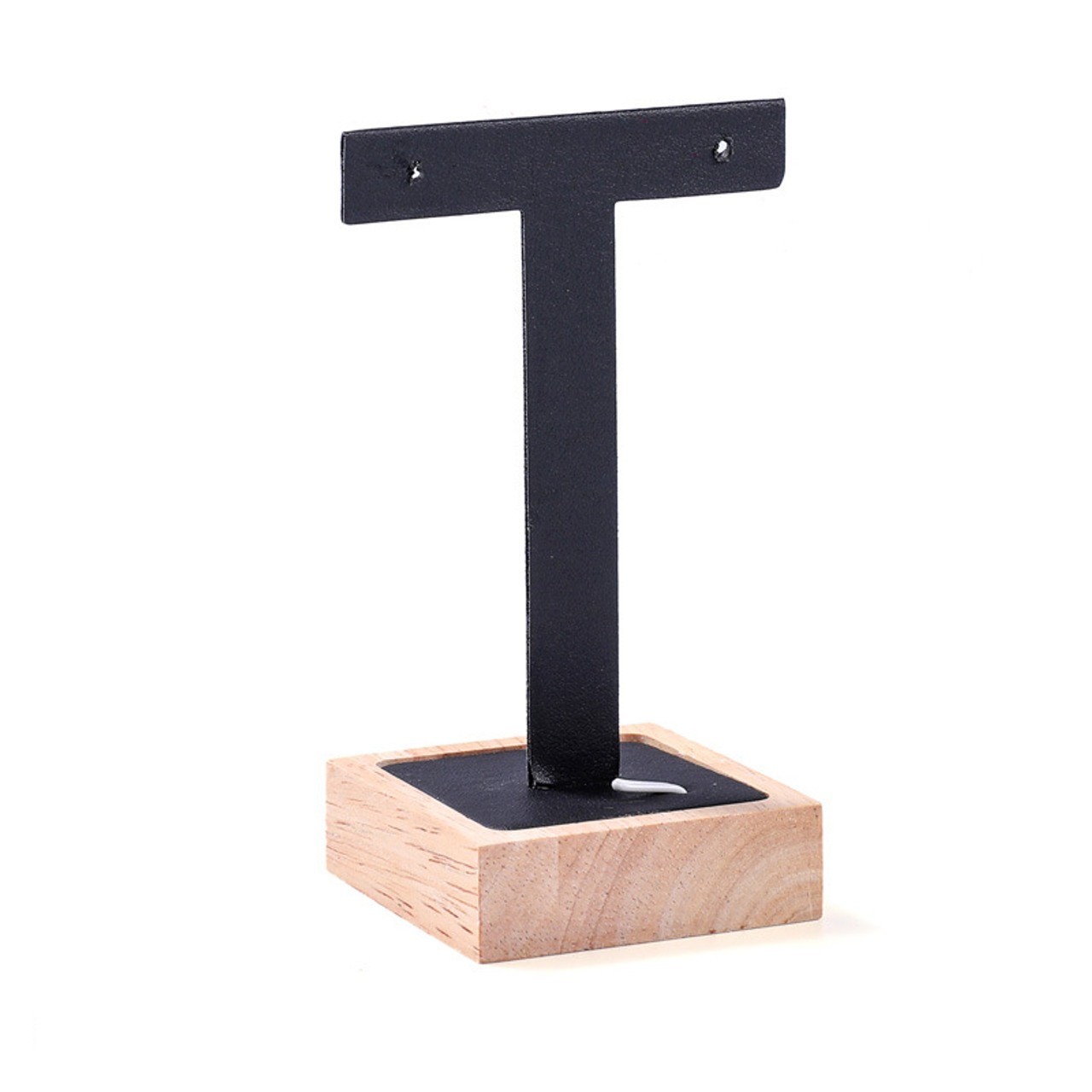 Wood Earring T Display Stand Leather Black - Zakka Canada