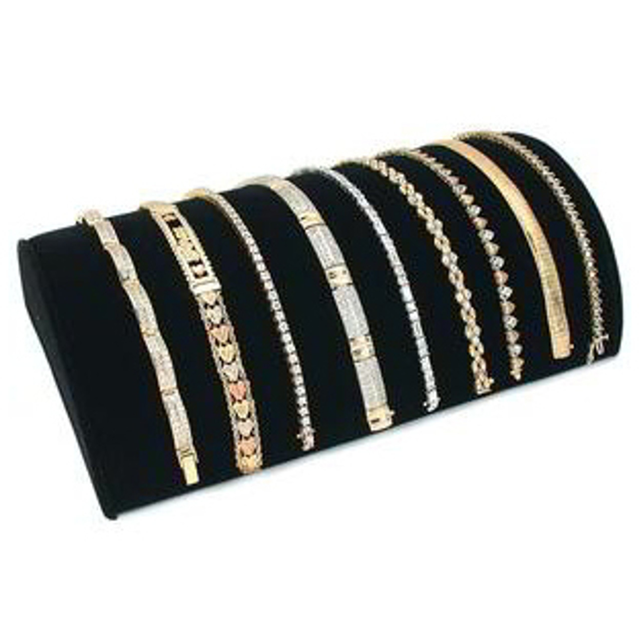 Half Moon Bracelet Chain Display Ramp 8 1/4 Black Velvet