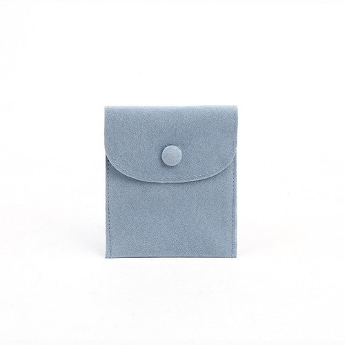 Premium Button Closure Velvet Pouch Bag Powder Blue