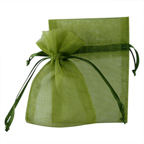 100 Organza Jewelry Bag Gift Pouch Olive Green 2.75x3.5"