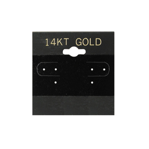 100 Plastic Earring Hanging Card 2"x2" Black 14KT GOLD