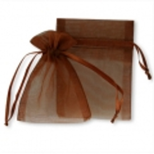 50 Organza Gift Jewelry Pouch Wedding Favor Bag Brown 9x15"