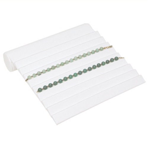 Slotted Bracelet Chain Display Ramp Leatherette White