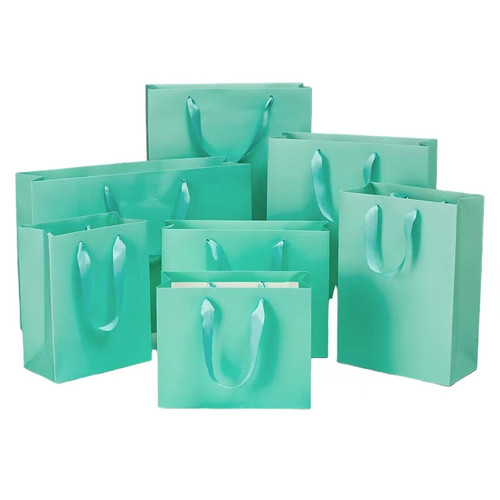 50 Gift Shopping Paper Tote Bag Teal Blue (Multiple Sizes) 